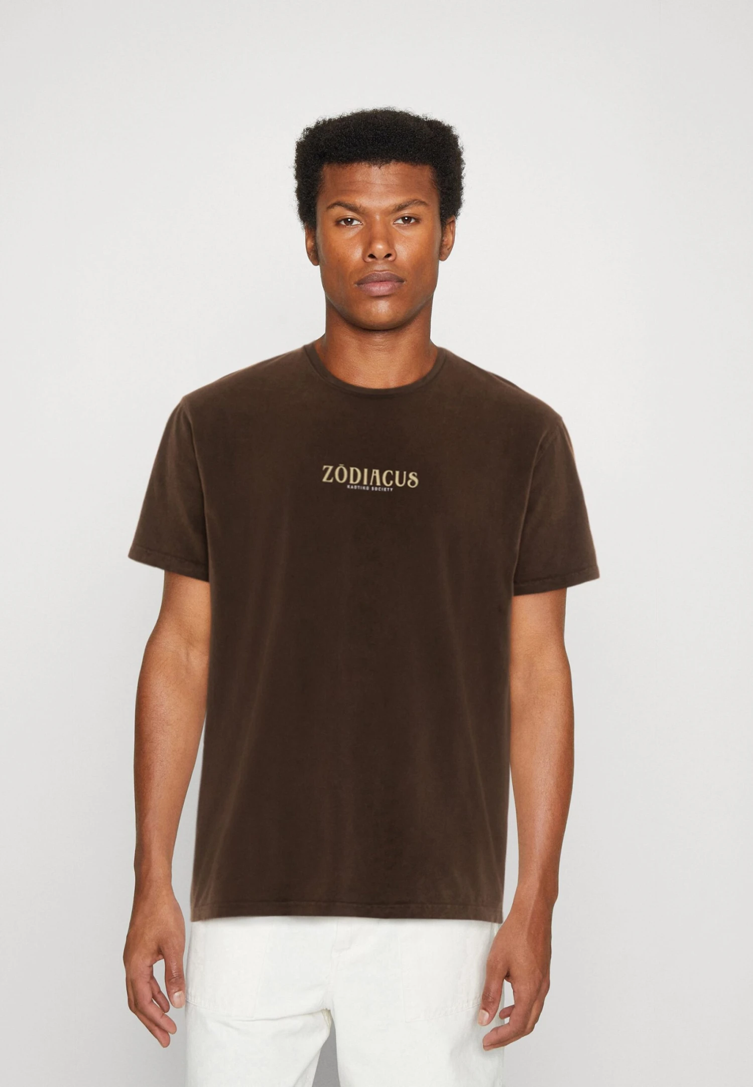 Kaotiko Washed Zodiacus Unisex - Print T-Shirt - Brown 1 Kaotiko Washed Zodiacus Unisex - Print T-Shirt - Brown