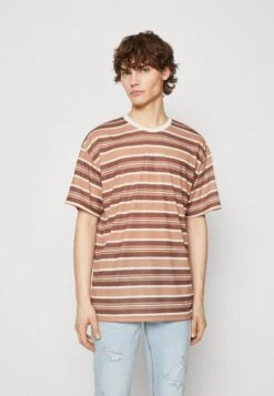 Kaotiko Luka Stripes Unisex - Print T-Shirt - Brown