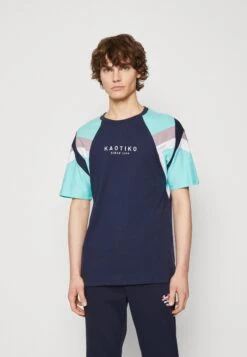 Kaotiko Joss Unisex - Print T-Shirt - Navy/Sea Green/Grape