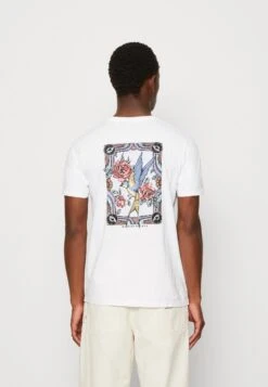 Kaotiko Bird Roses Unisex - Print T-Shirt - White