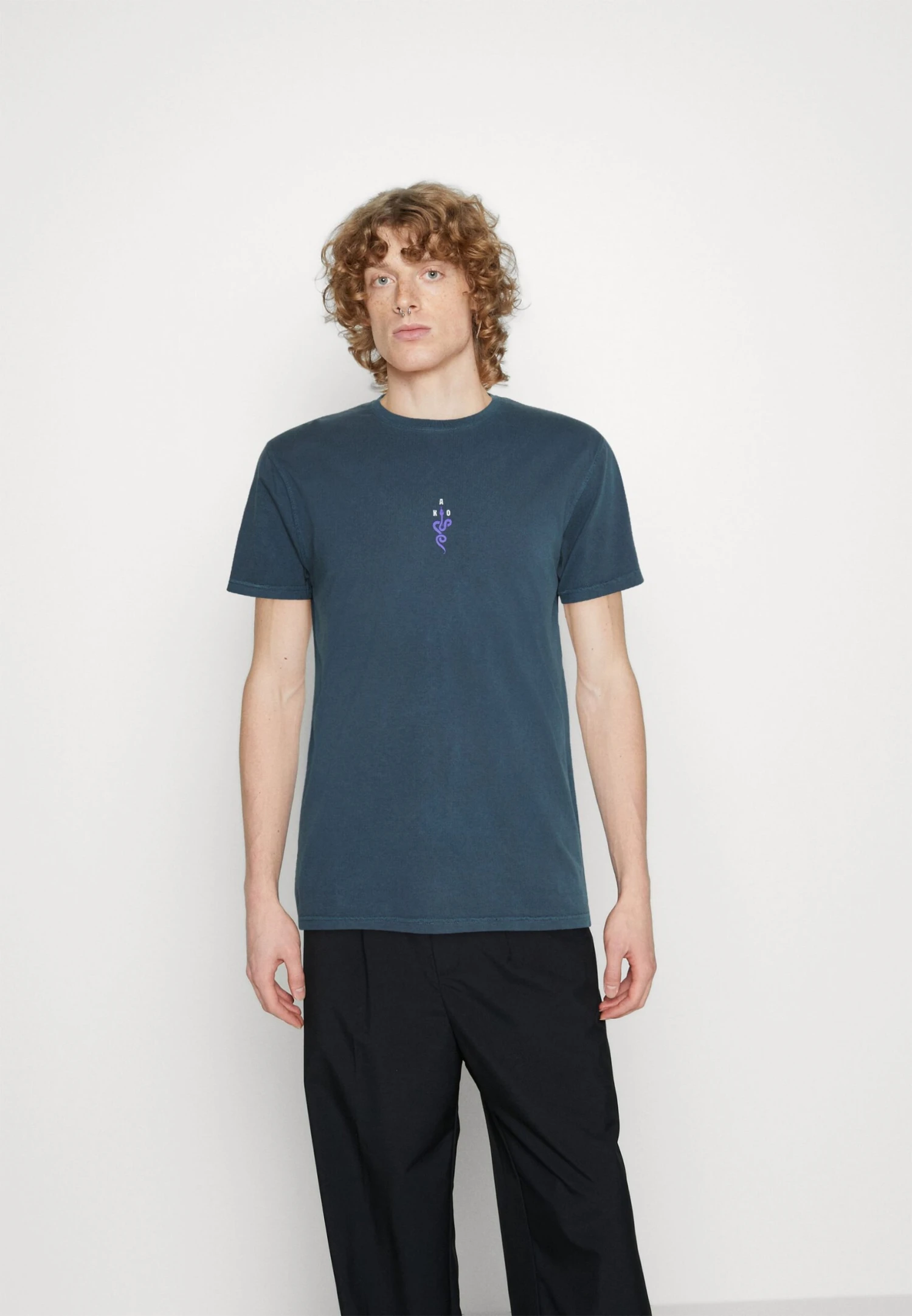 Kaotiko Washed Luck Takes Unisex - Print T-Shirt - Navy 1 Kaotiko Washed Luck Takes Unisex - Print T-Shirt - Navy