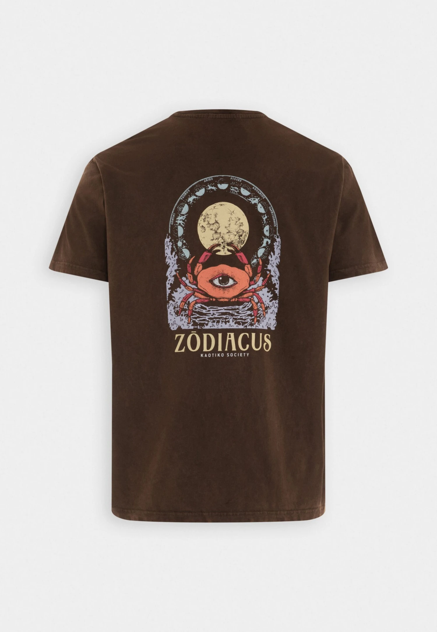 Kaotiko Washed Zodiacus Unisex - Print T-Shirt - Brown 6 Kaotiko Washed Zodiacus Unisex - Print T-Shirt - Brown - Image 6