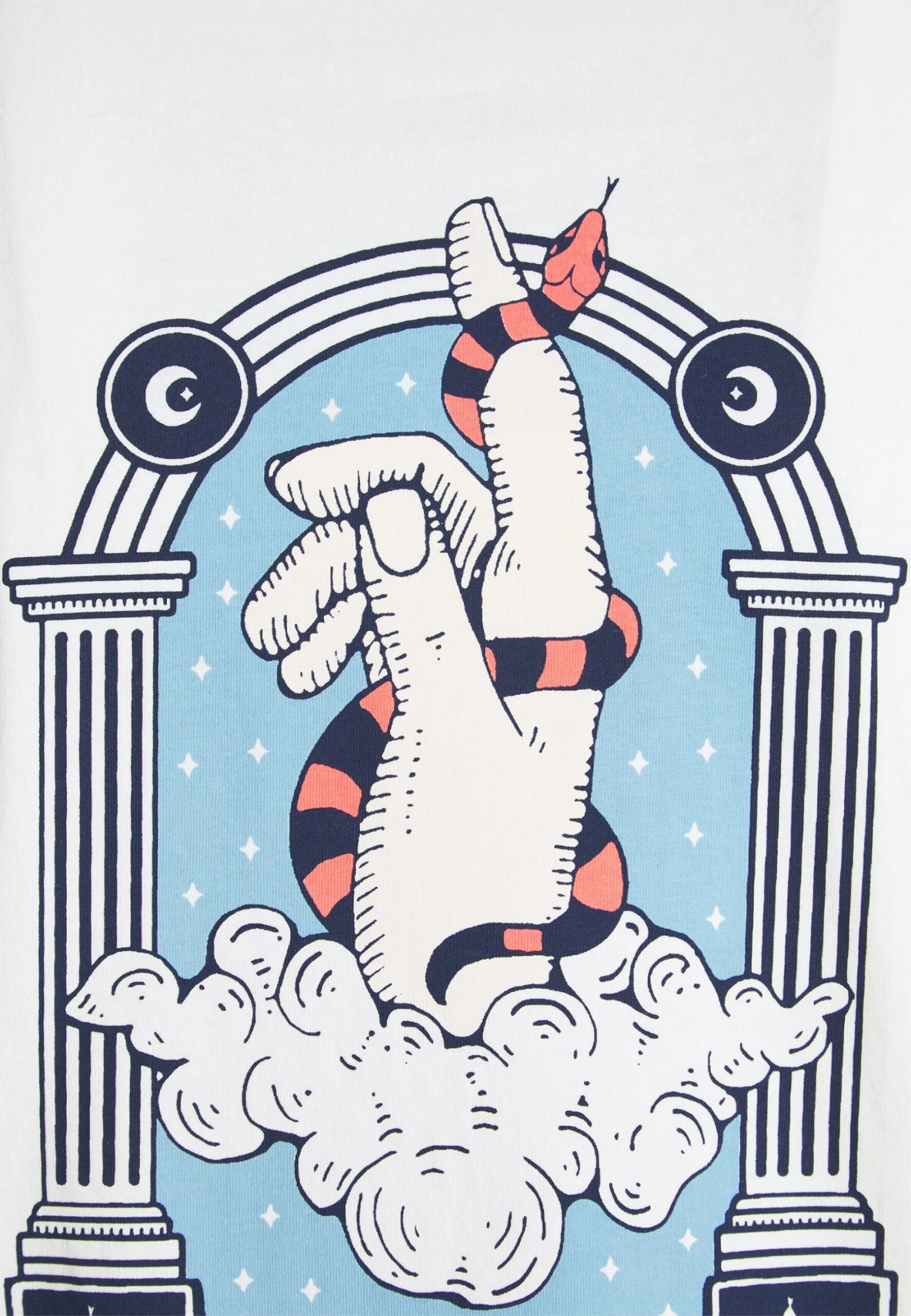 Kaotiko Washed Hand Snake - Print T-Shirt - White 3 Kaotiko Washed Hand Snake - Print T-Shirt - White - Image 3