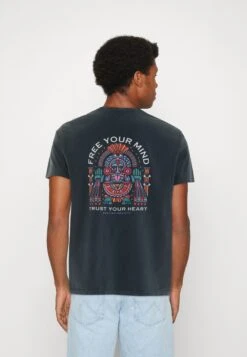 Kaotiko Washed Free Your Mind Unisex - Print T-Shirt - Navy