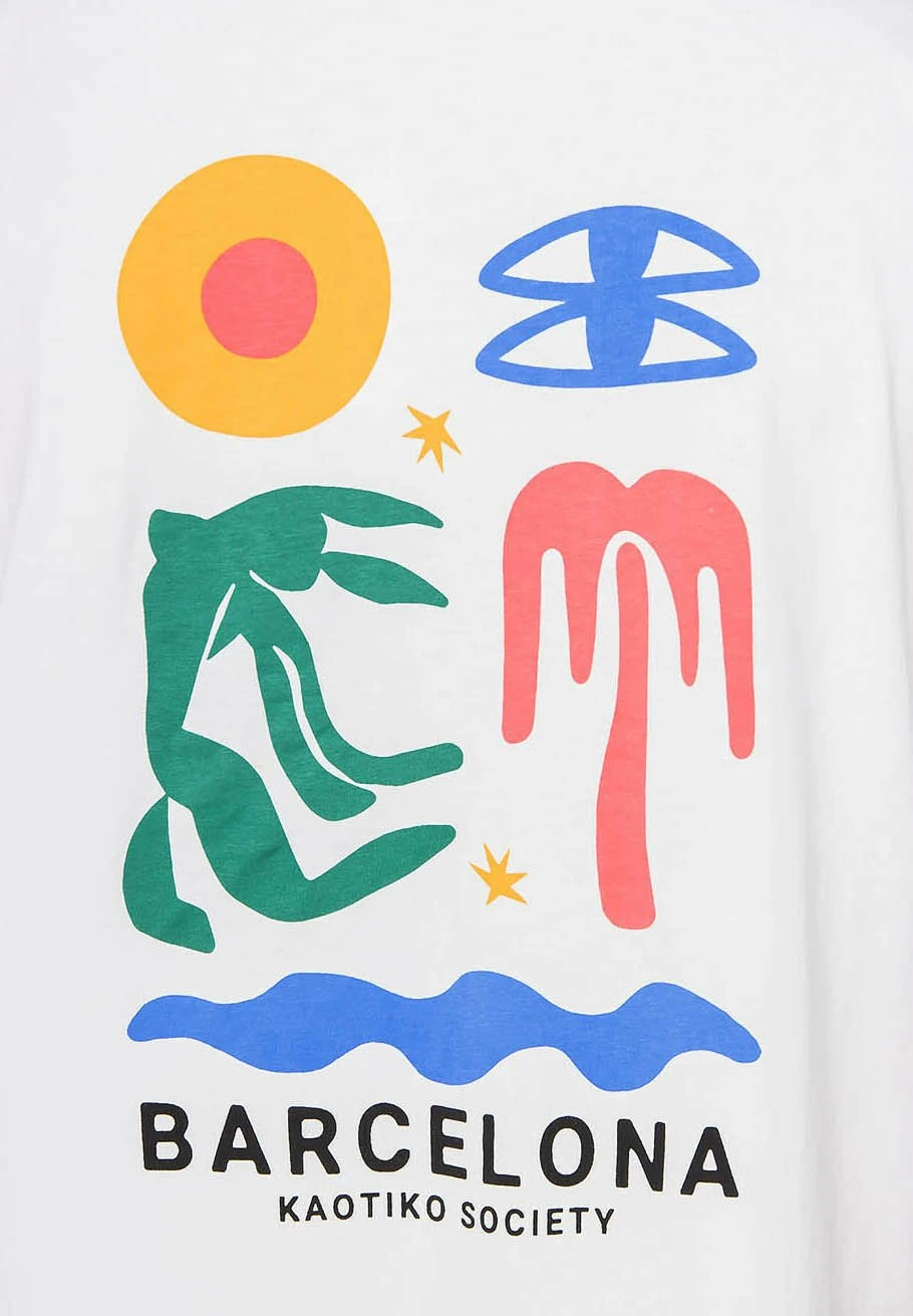 Kaotiko Barcelone - Print T-Shirt - Weiß 4 Kaotiko Barcelone - Print T-Shirt - Weiß - Image 4