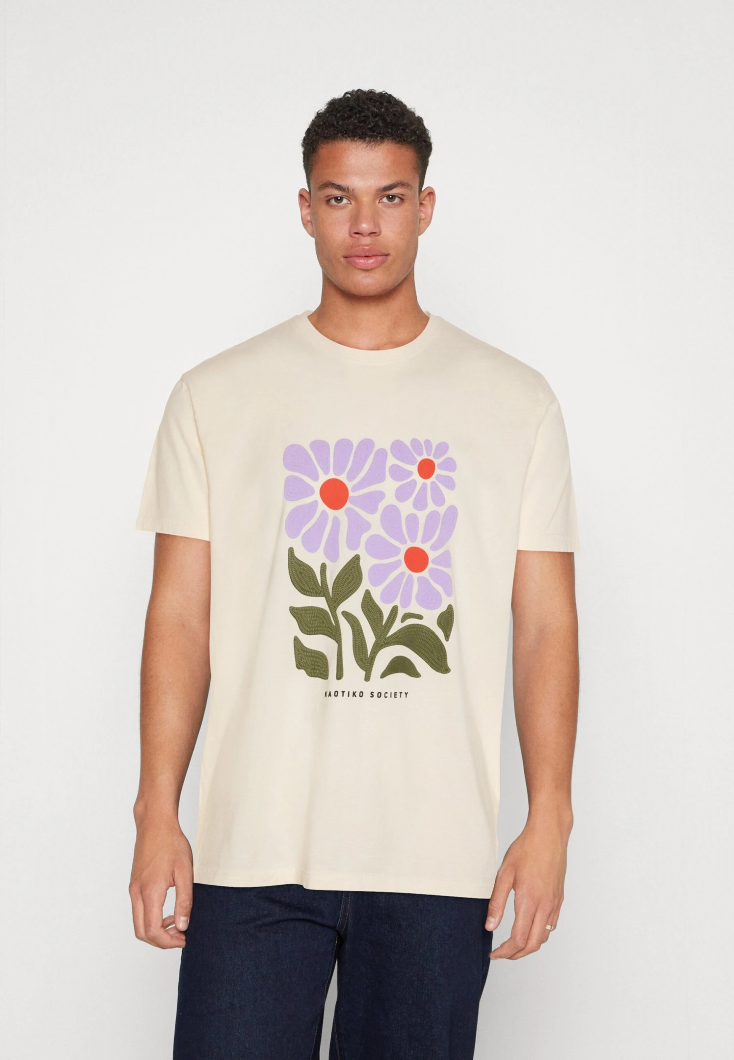 Kaotiko Washed Fleurs - Print T-Shirt - Ivory 1 Kaotiko Washed Fleurs - Print T-Shirt - Ivory