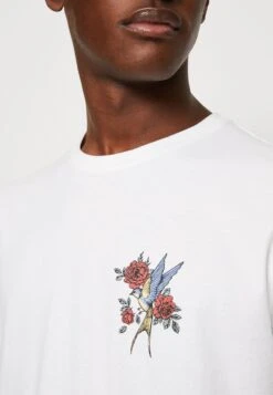 Kaotiko Bird Roses Unisex - Print T-Shirt - White -Kaotiko Fashion Shop 9800b616bd714fbf9b1512ff50832b62