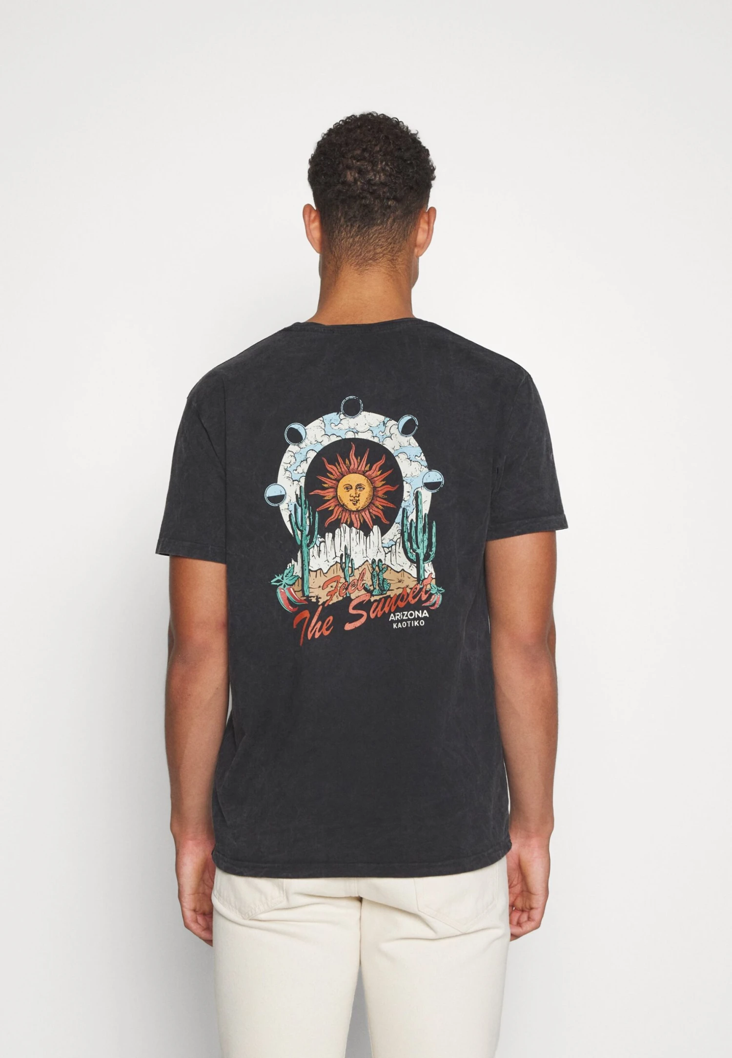 Kaotiko Washed Sunset - Print T-Shirt - Black 3 Kaotiko Washed Sunset - Print T-Shirt - Black - Image 3