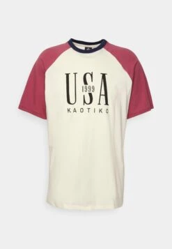 Kaotiko Rang Usa Unisex - Print T-Shirt - Ivory/Burgundy