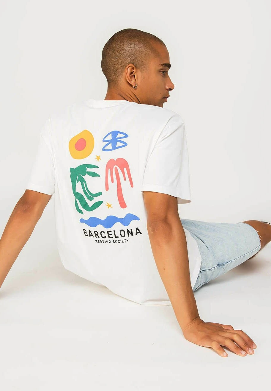 Kaotiko Barcelone - Print T-Shirt - Weiß 3 Kaotiko Barcelone - Print T-Shirt - Weiß - Image 3