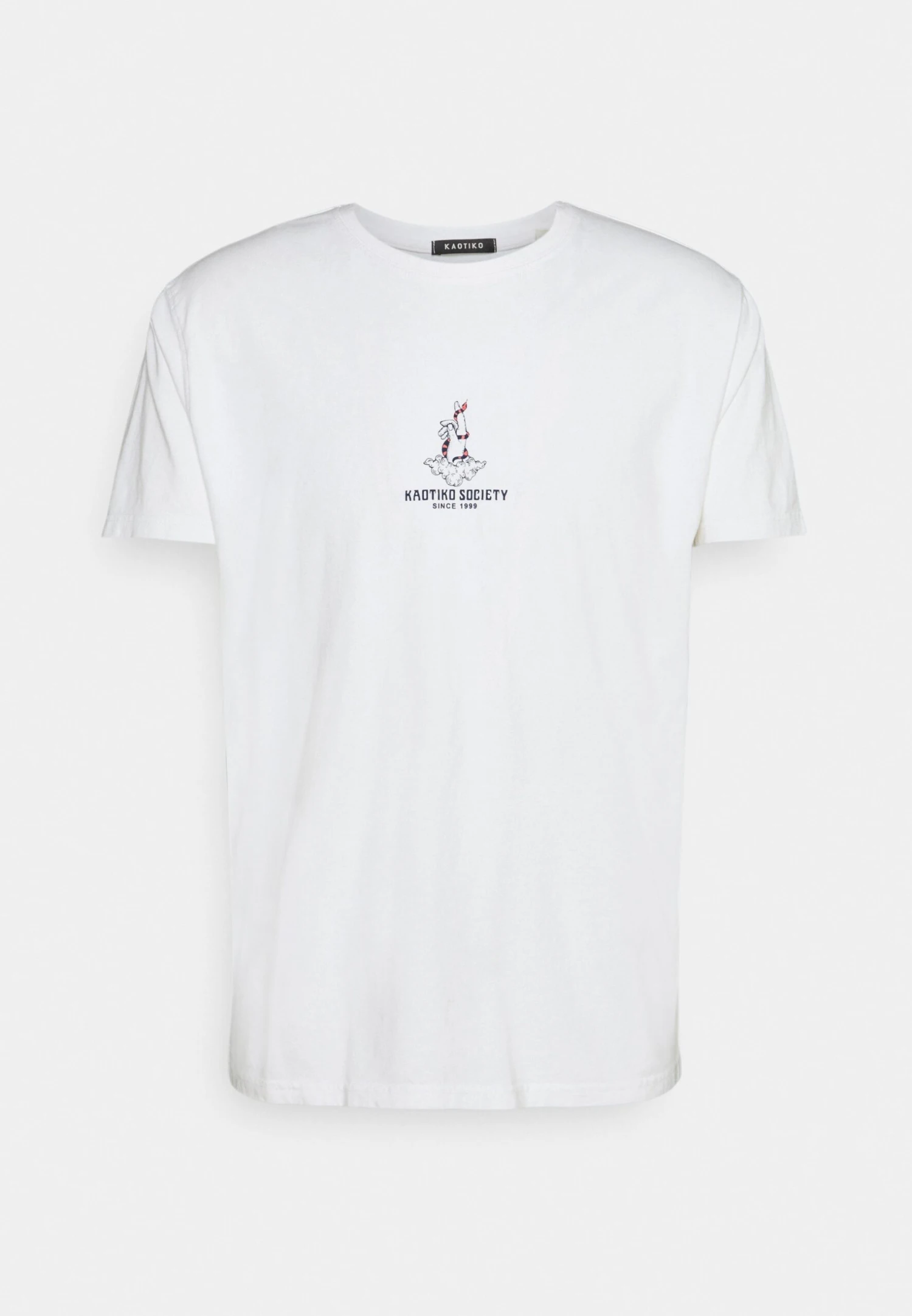Kaotiko Washed Hand Snake - Print T-Shirt - White 1 Kaotiko Washed Hand Snake - Print T-Shirt - White